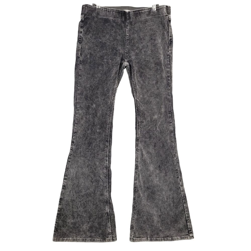 ALTAR'D STATE Black Corduroy Flared Micro Cord Pull On Pants Boho SIZE MEDIUM